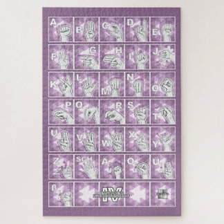 Deutsches Fingeralphabet 4 - lavendelgrau / Puzzle Legpuzzel