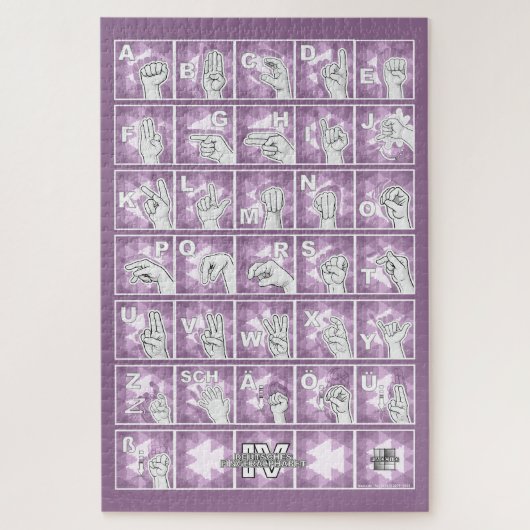 Deutsches Fingeralphabet 4 - lavendelgrau / Puzzle Legpuzzel (Verticaal)