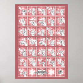 Deutsches Fingeralphabet 4 - rot / Poster