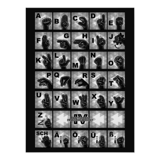Deutsches Fingeralphabet 4 - schwarz / Perfect Poster (Voorkant)
