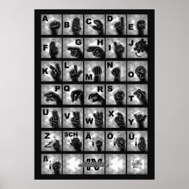 Deutsches Fingeralphabet 4 - schwarz / Poster