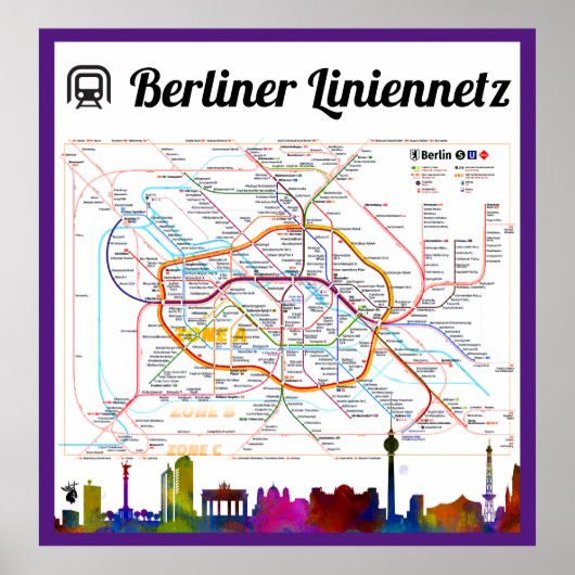 "Deutschland: 2021-Liniennetz Berlin (U/S/TRAM) Poster (Voorkant)