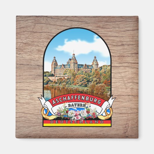 Deutschland Aschaffenburg Vintages Souvenir Magneet (Voorkant)