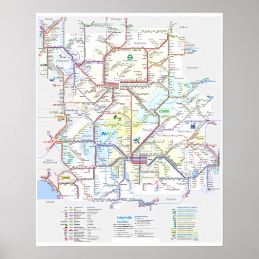 "Deutschland: BAYERN Schienennetz ... Poster (Voorkant)