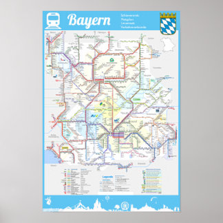 "Deutschland: BAYERN Schienennetz RAILmap ... Poster