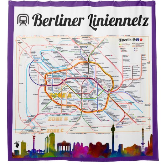" Deutschland: BERLIN Liniennetz (S-/U-Bahn) ... Douchegordijn (Voorkant)