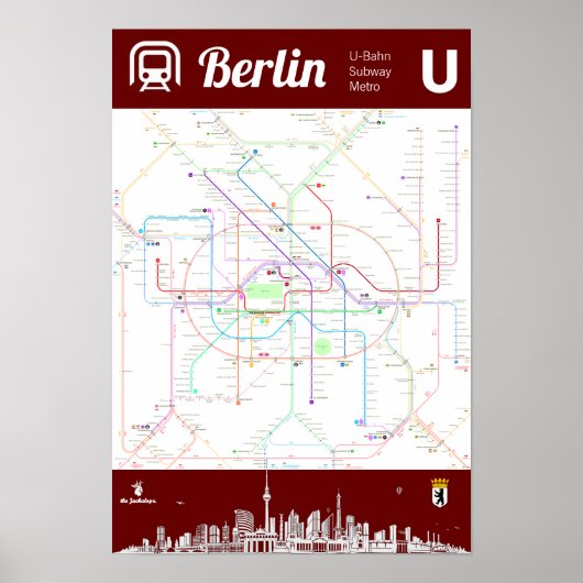 "Deutschland: BERLIN U-Bahn Metro MAP ... Poster (Voorkant)