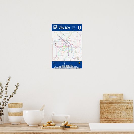 "Deutschland: BERLIN U-Bahn Metro MAP ... Poster (Keuken)
