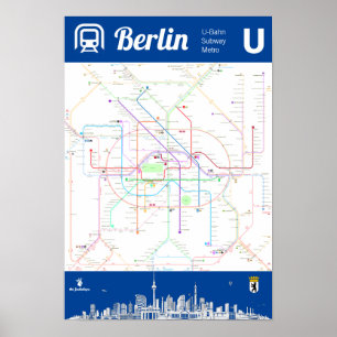 "Deutschland: BERLIN U-Bahn Metro MAP ... Poster