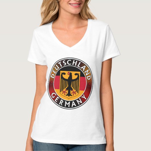 Deutschland Duitsland Plaquette, Duitse vlag en ad T-shirt (Voorkant)