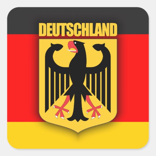 Deutschland Flag en wapenmunt Vierkante Sticker (Voorkant)