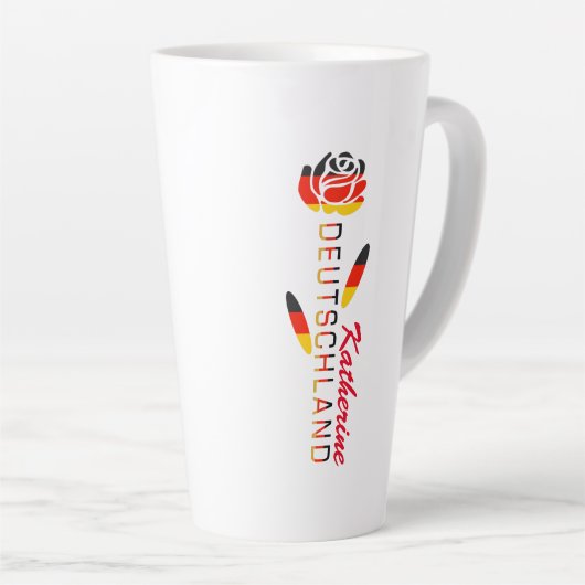 Deutschland Flag Roos - Gepersonaliseerd groot Latte Mok (Rechterhoek)