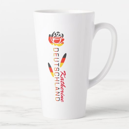 Deutschland Flag Roos - Gepersonaliseerd groot Latte Mok (Rechts)