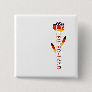 Deutschland Flag Roos Vierkante Button 5,1 Cm
