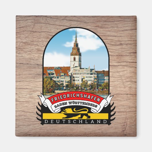 Deutschland Friedrichshafen Vintage souvenir Magneet (Voorkant)