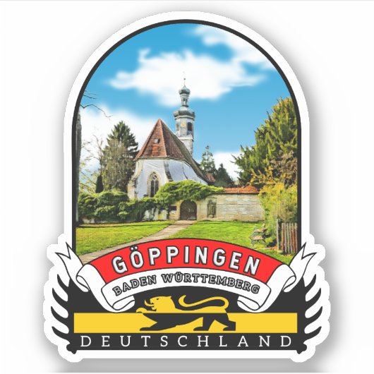 Deutschland Göppingen Vintage souvenir Sticker (Voorkant)