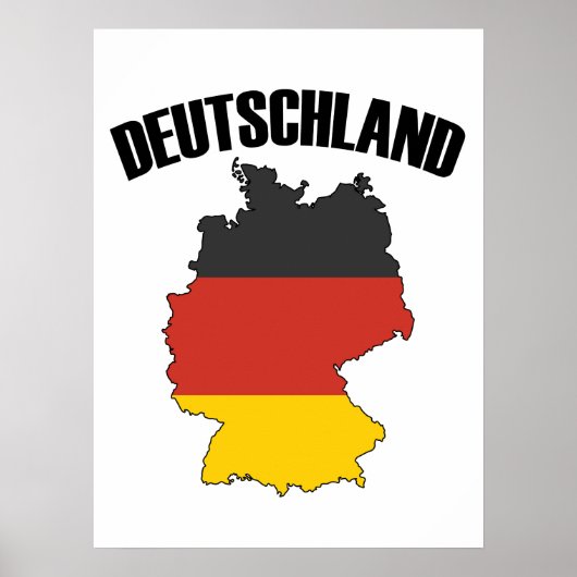 Deutschland Map - Duitse vlag - Duitsland reizen Poster (Voorkant)