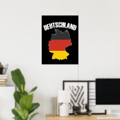 Deutschland Map - Duitse vlag - Duitsland reizen Poster (Thuiskantoor)