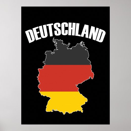 Deutschland Map - Duitse vlag - Duitsland reizen Poster (Voorkant)