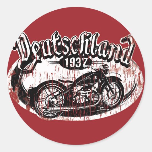 Deutschland Motowear Ronde Sticker (Voorkant)