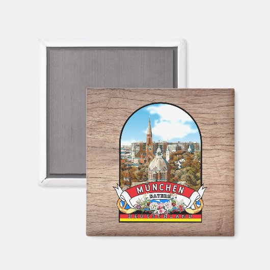 Deutschland München Vintage souvenir Magneet (Voorkant / Achterkant)