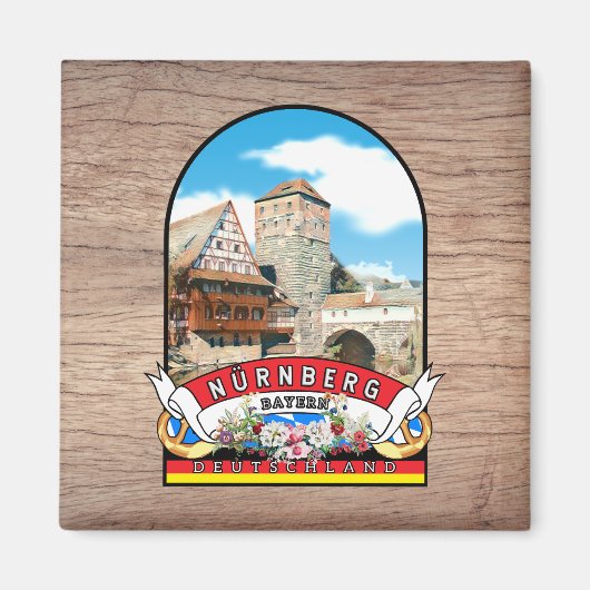 Deutschland Nürnberg Vintages Souvenir Magneet (Voorkant)