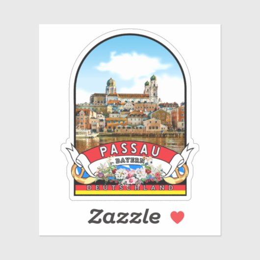 Deutschland Passau Vintage souvenir Sticker (Vel)