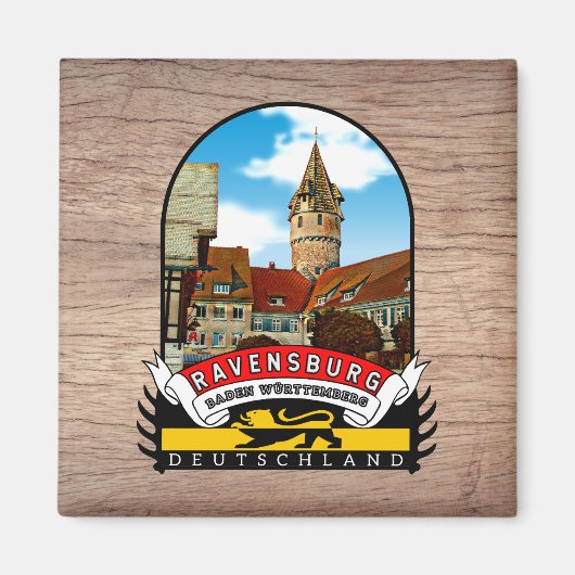 Deutschland Ravensburg Vintage souvenir Magneet (Voorkant)