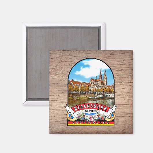 Deutschland Regensburg Vintage souvenir Magneet (Voorkant / Achterkant)