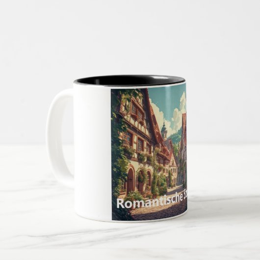 Deutschland Reise-Mok – Romantische Straße Tweekleurige Koffiemok (Voorkant links)