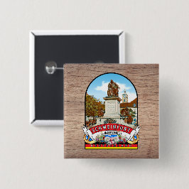 Deutschland Schweinfurt Vintage souvenir Vierkante Button 5,1 Cm