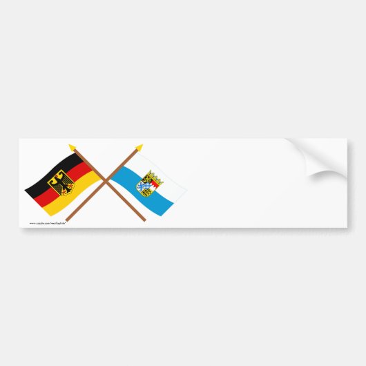 Deutschland und Bayern Flaggen, gekreuzt Bumpersticker (Voorkant)
