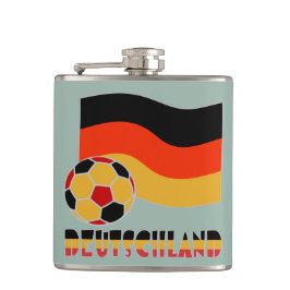 Deutschland Vlag en Voetbal Grauwe Garen Heupfles