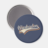 Deutschland Wiesbaden  Retro Typografie Magneet (Voorkant / Achterkant)
