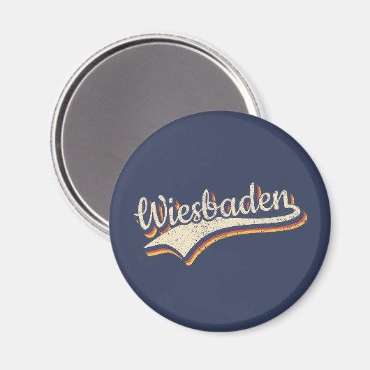 Deutschland Wiesbaden  Retro Typografie Magneet (Voorkant / Achterkant)