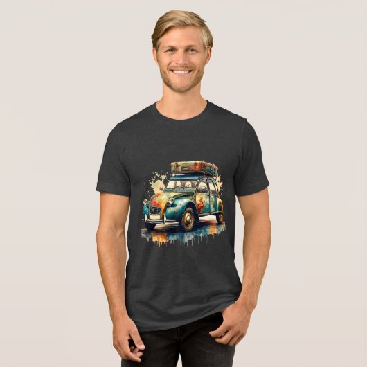 Deux Chevaux Tri-Blend Shirt (Voorkant volledig)