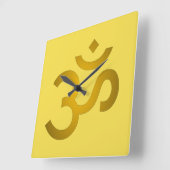 Devanagari om - Kanarie Vierkante Klok (Hoek)