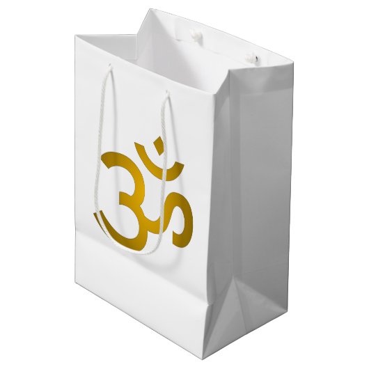 Devanagari om - White Medium Cadeauzakje (Voorkant Gekanteld)