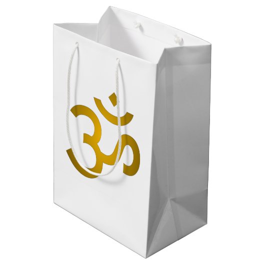 Devanagari om - White Medium Cadeauzakje (Achterkant Gekanteld)