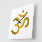 Devanagari om - White Vierkante Klok (Hoek)