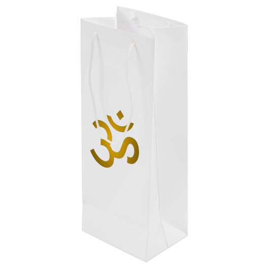 Devanagari om - White Wijn Cadeautas (Achterkant Gekanteld)
