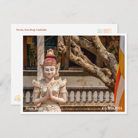 Devata statue Siem Reap Cambodia Postcard Feestdagenkaart (Voorkant / Achterkant)