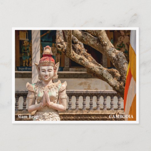Devata statue Siem Reap Cambodia Postcard Feestdagenkaart (Voorkant)