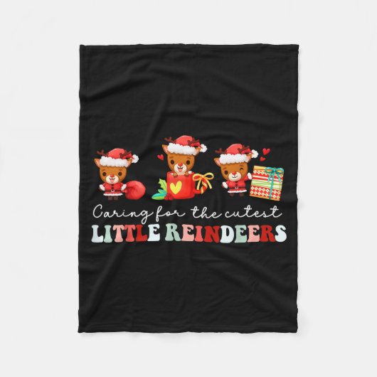 Devdoxtee Caring For The Cutest Reindeers Mother B Fleece Deken (Voorkant)
