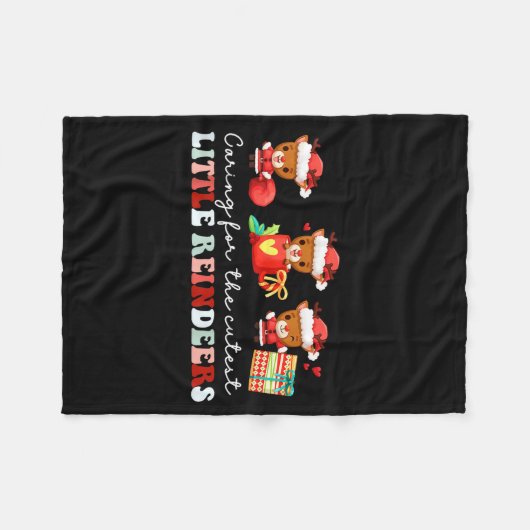 Devdoxtee Caring For The Cutest Reindeers Mother B Fleece Deken (Voorkant (Horizontaal))