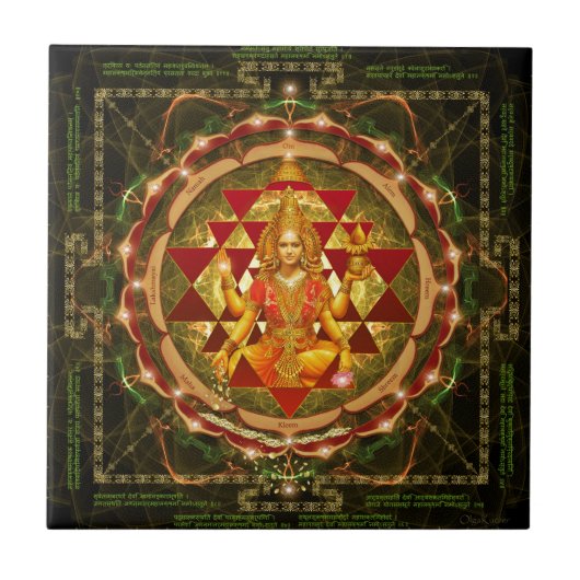Devi Lakshmi Stotram- Shri Yantra Tegeltje (Voorkant)