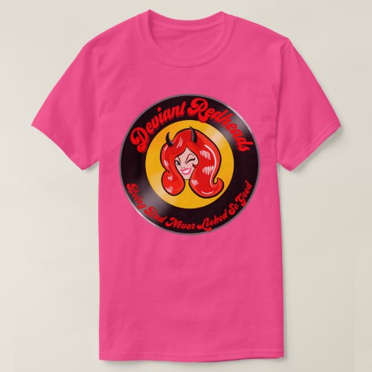 Deviant Redhead Retro Girl Gang Badge T-shirt (Design voorkant)