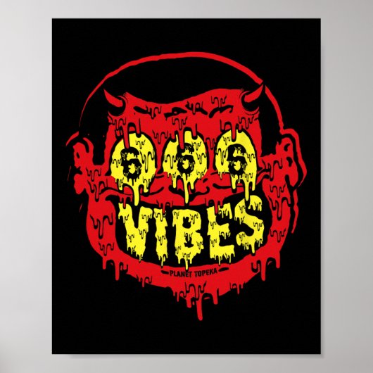 Devil 666 Vibes - Retro Style 666 Funny Evil Hallo Poster (Voorkant)