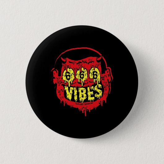 Devil 666 Vibes - Retro Style 666 Funny Evil Hallo Ronde Button 5,7 Cm (Voorkant)
