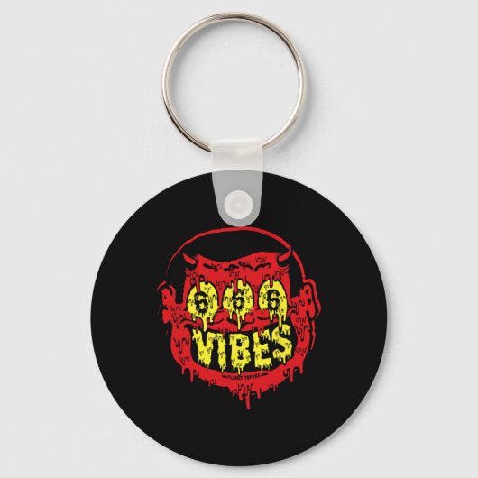 Devil 666 Vibes - Retro Style 666 Funny Evil Hallo Sleutelhanger (Voorkant)